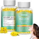2 Pack Mullein Gummies - Mullein Leaf Extract for Lungs, Lung Detox Rensning for Rygere, Mullein Lung Support Supplement for immunforsvar, Mucus Relief, 120 Sugar Free Vegan Gummies