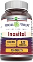 Amazing Formulas Inositol- tabletter Supplement: 124; 1000 Mg pr Servering: 124; B8-vitamin: 124; Non- GMO: 124; Gluten- fri: 124; Fremstillet i USA (1 pakke, 120 Tæl)