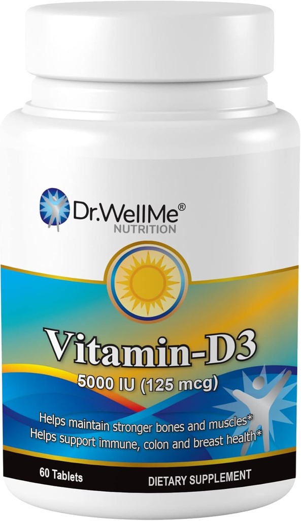 D3- 5000 IE Vitamin D3- 5000 IE, ekstra styrke Kosttilskud til ben, muskel - og sund immunstøtte, 60 tabletter Easy- to- Swallow pakket til 2 måneders forsyning