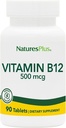 Natures Plus Vitamin B12 (Methylcobalamin) - 500 mcg, 90 Vegetariske tabletter -High Potency Red Blood Cell Support - Natural Energy Booster, fremmer den samlede sundhed - Gluten- Free - 90 Servere
