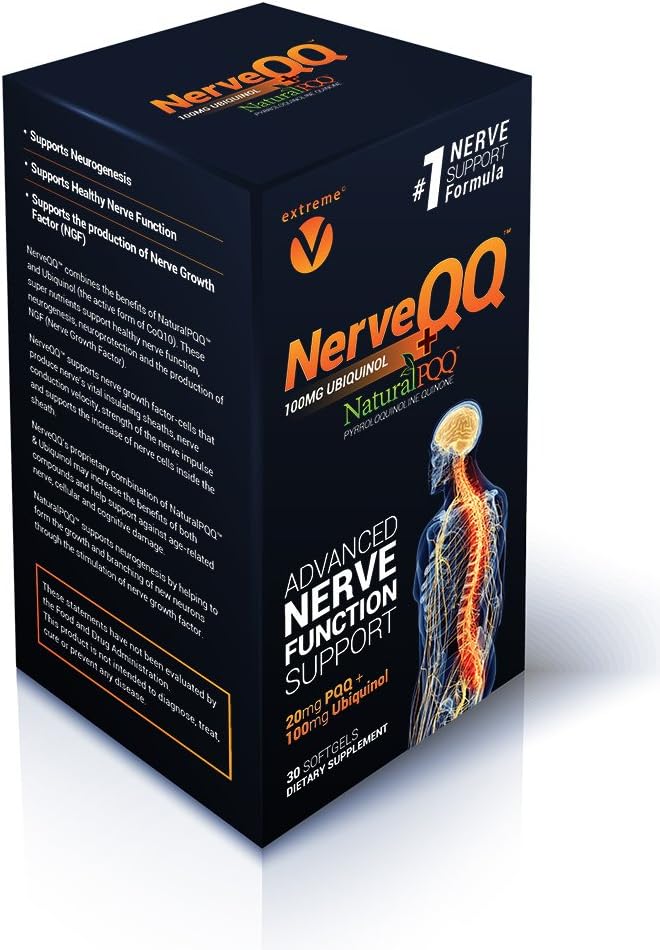 NerveQQ Ultra Advanced Formel neuropati support - # 1 Anbefalet nervevækstfaktor (NGF) Sundhed og funktion. 100mg Ubiquinol (QH) Plus Natural PQQ 20mg (Vegetarisk Softgel)
