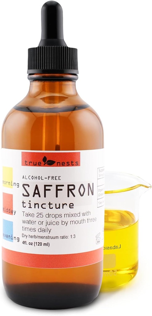Organic Saffron Tincture – Pure Saffron Extract Drops – Premium Saffron Crocus Liquid Supplement – Natural, Vegan, Non-GMO – Pure Saffron Liquid Extract 4oz
