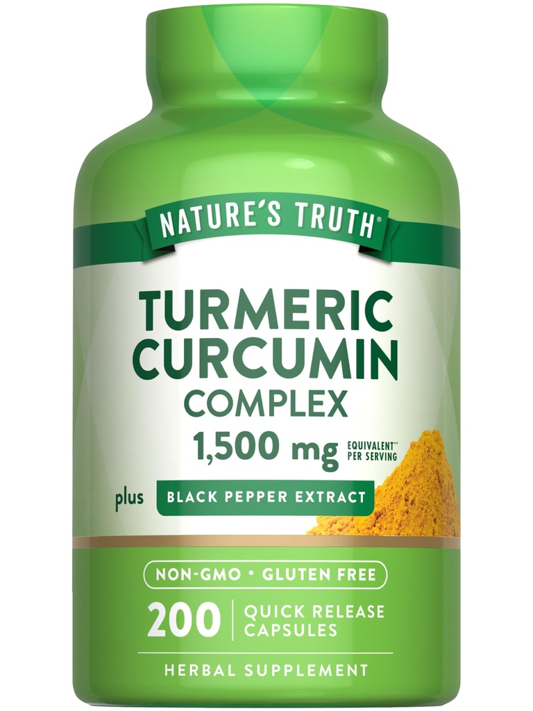 Nature 's Truth Turmerisk Curcumin Complex 124; 1500mg szág 124; 200 Kapsler szág 124; med Black Pepper Extract