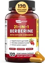21 - in-1 Berberine tillæg med Ceylon kanel - Økologisk berberine HCL Phytosome, 5X Højere Absorption for Metabolisme Support 120 Kapsler