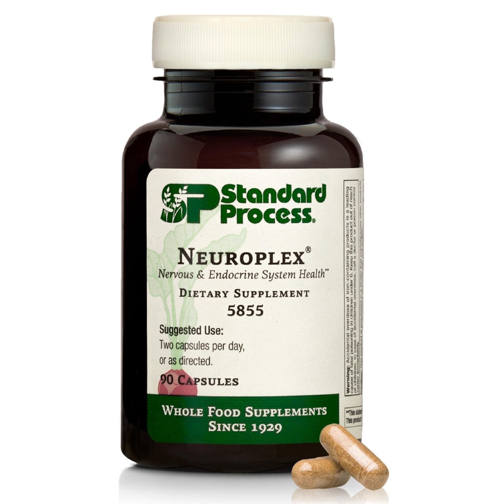 Standard Process Neuroplex - Understøtter nervøse & endokrine system funktion - Brain Health Support med B6-vitamin, jern, zink & mere - Brain Supplement for mænd og kvinder - 360 tabletter