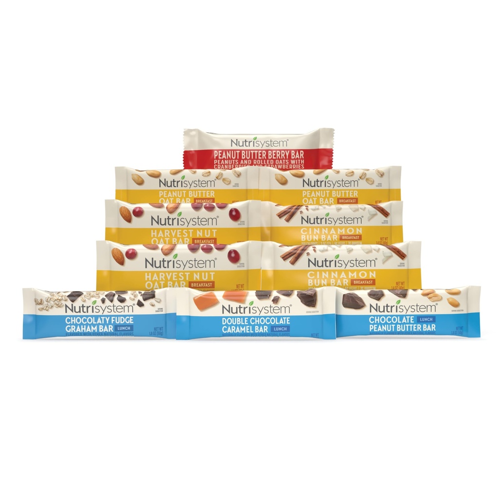 Nutrisystem ® Morgenmad og Frokost Bar Variety Pack, Hjælper support vægttab - 10 Greve