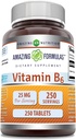 Amazing Formulas Vitamin B6 Pyridoxin 25mg 250 tabletter Supplement 124; Non G20; Gluten Free