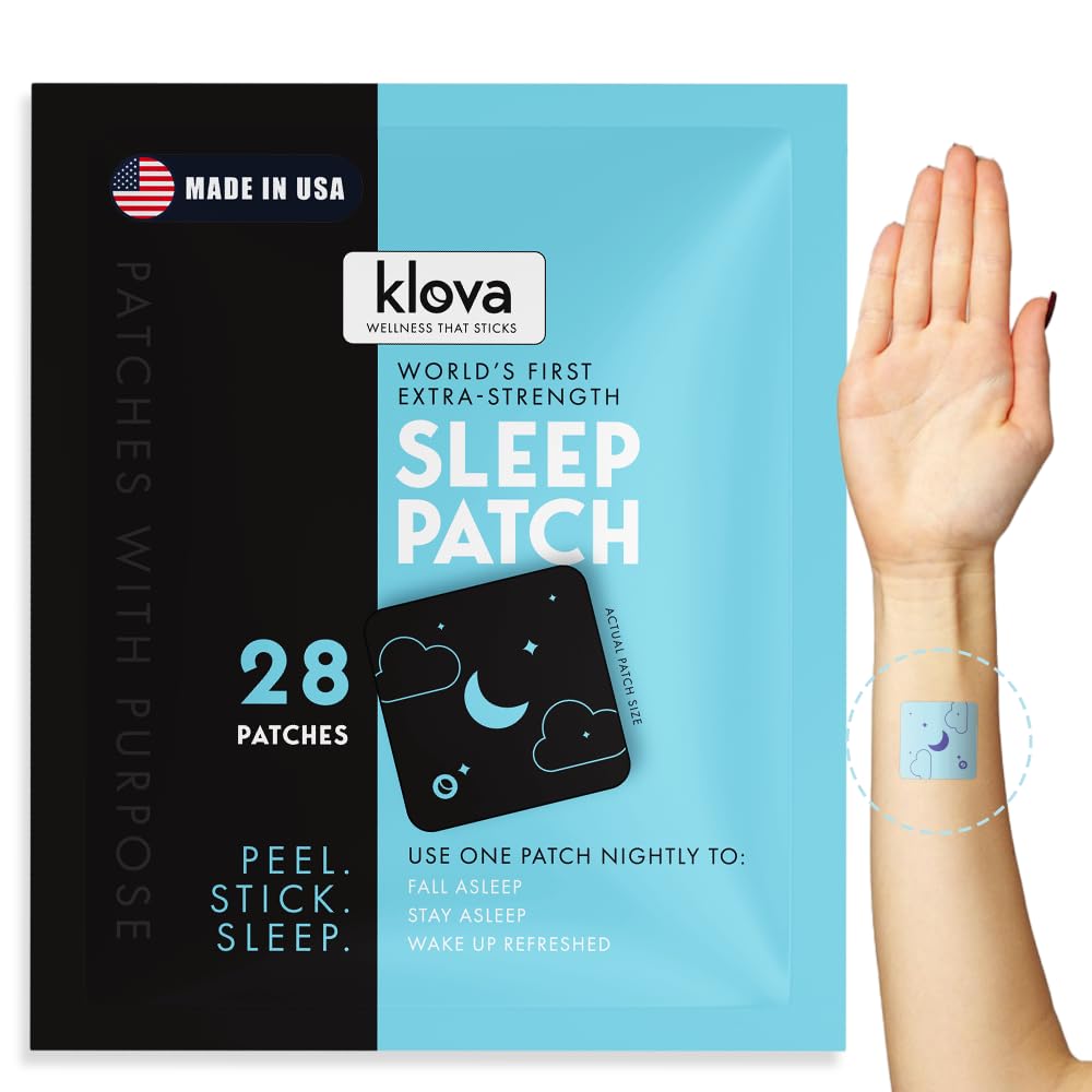 Klova ekstra styrke soveplastre for voksne med 124; Natural Sleep Aid med 6mg Melatonin, Valerian & L- Theanine • 124; Non- Habitat- Forming Deep Sleep Support til mænd og kvinder med 124; 28 Patches