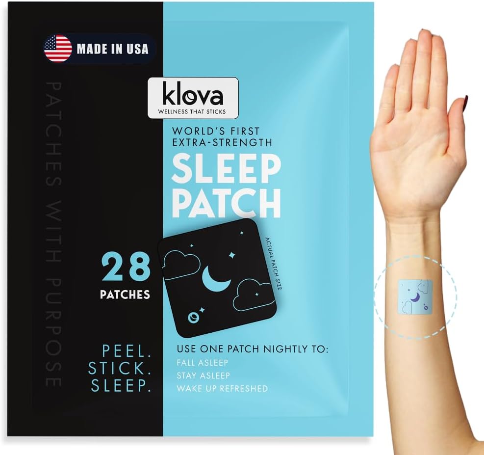 Klova ekstra styrke soveplastre for voksne med 124; Natural Sleep Aid med 6mg Melatonin, Valerian & L- Theanine • 124; Non- Habitat- Forming Deep Sleep Support til mænd og kvinder med 124; 28 Patches