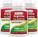 Bedste Naturals L- arginin NO Booster Triple Strength 1300 mg Servering 120 Veg kapsler (120 Greve (pakning med 3))