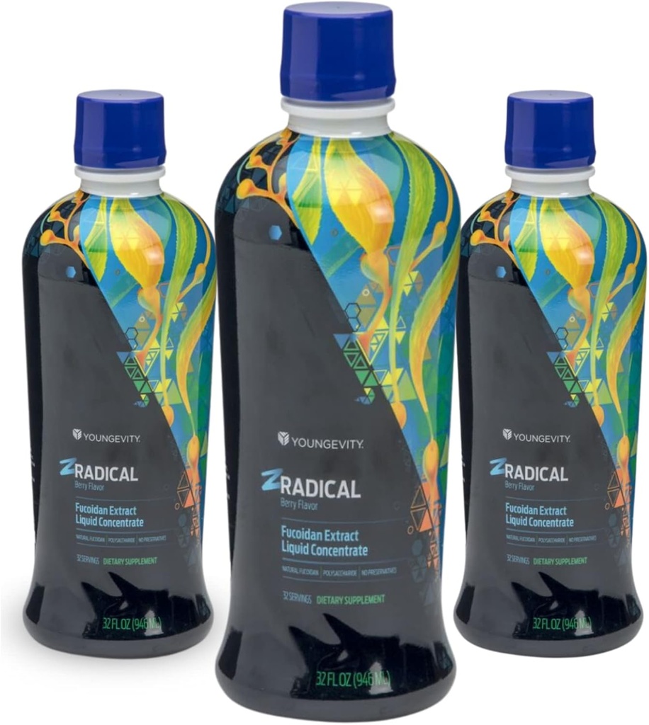 3 Set - Immune Support Supplement. Zradical Youngevity. Pure Fucoidan Health Drink 32 Ok