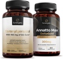 Premium Geranylgeraniol Plus Annatto Max DeltaGold - for hjerte sundhed, sund aldring, immunforsvar & Samlet wellness - Geranylgeraniol 60 kapsler - Annatto Max 60 kapsler