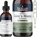 Lions Mane Mushroom Supplement Flydende Dryp • 124; Immunsystemet Booster, Brain Supplement Focus & Memory • 124; Organic Lions Mane • Uddrag