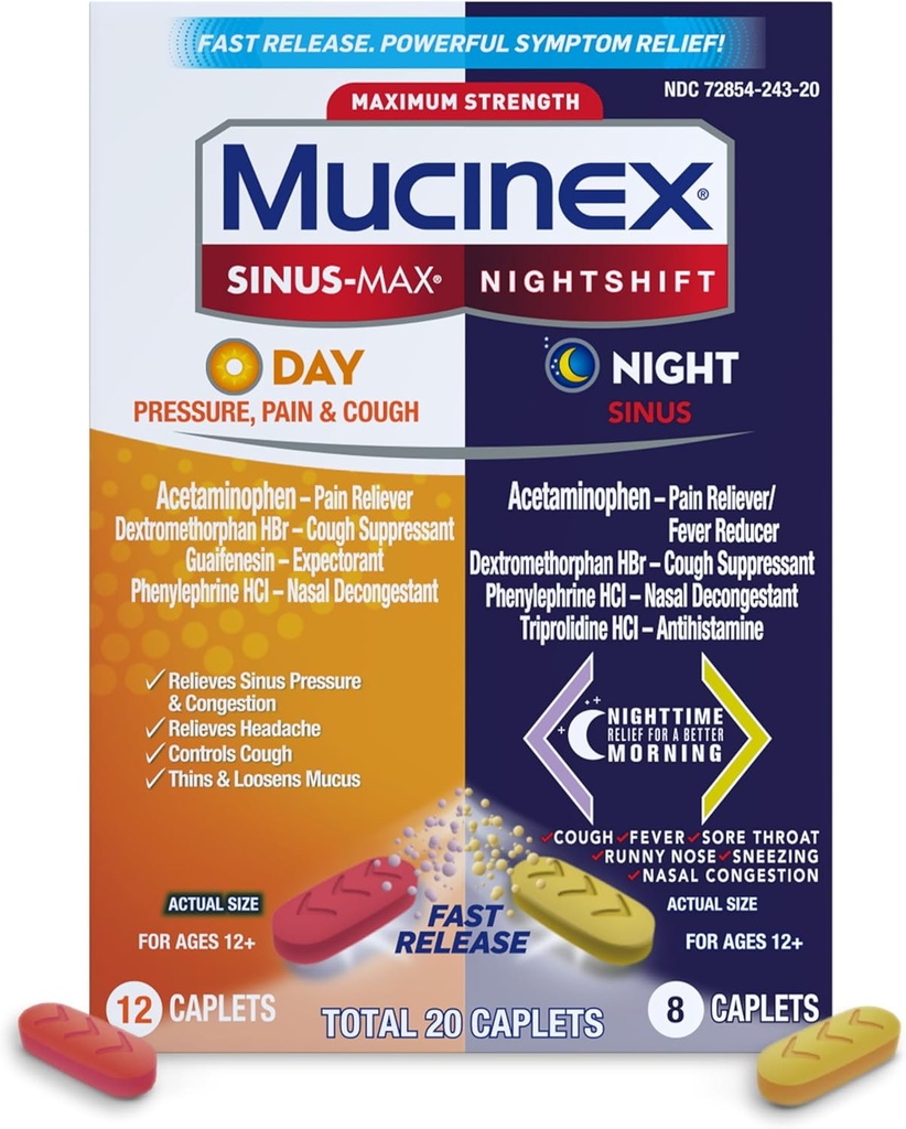 Mucinex tryk, smerter og hoste ® Sinus Caplets 20ct