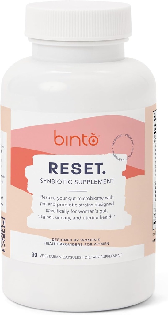 Binto Reset Synbiotic Advanced Pre and Probiotic Supplement for Women - understøtter fordøjelsessygdomme, øger immunitet, og fremmer en sund balance af Gut Flora (30-dages forsyning)