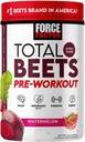 FORCE FACTOR Total Beets Pre- Workout Powder to Boost Energy & Endurance, øge styrke, og forbedre blodgennemstrømningen og pumper, nitrogenoxid tillæg med Beet Root Powder, Watermelon, 30 Serveringer
