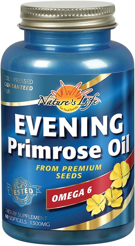 Nature 's Life Evening Primrose Oil 1300 mg • 124; PMS og overgangsalder Balance Support til kvinder • 124; Skin Health • 124; 60ct