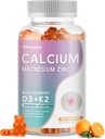 Calcium Magnesium Zinkgummier med D3- og K2-vitamin - højpotens Forbedret Absorption -60 Orange gummies Flavored.