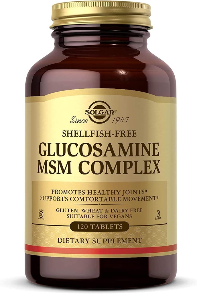 Solgar Glucosamin MSM Complex, 120 tabletter - fremmer sunde Joints - Understøtter Range af Motion & Fleksibilitet - Understøtter Collagen - Shellfish- Free - Gluten Free, Dairy Free, Kosher - 40 Servere