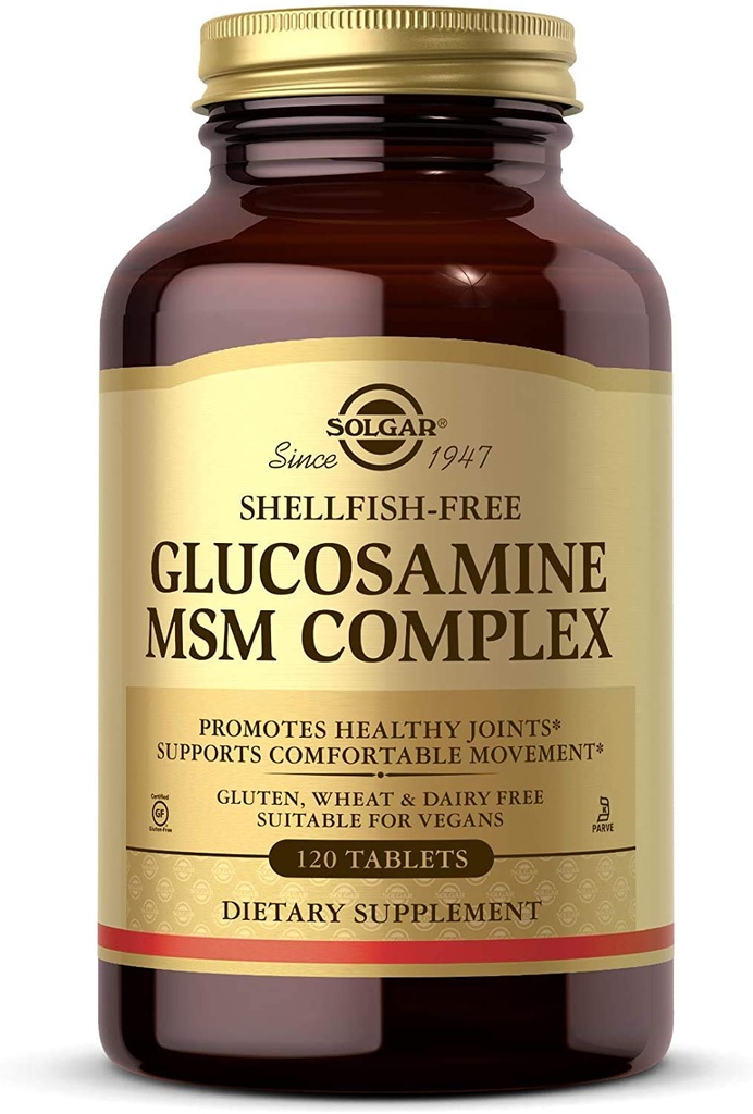 Solgar Glucosamin MSM Complex, 120 tabletter - fremmer sunde Joints - Understøtter Range af Motion & Fleksibilitet - Understøtter Collagen - Shellfish- Free - Gluten Free, Dairy Free, Kosher - 40 Servere