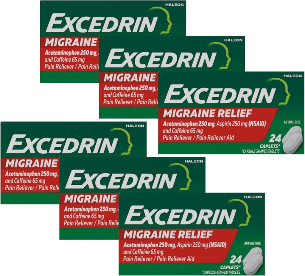 Extredrin Migræne Relief Medicin, 24 kapsler (pakke med 6)