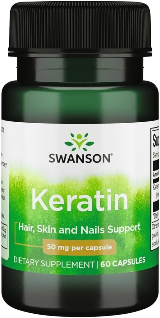 Swanson Keratin (fra tibetansk uld) - Natural Supplement Fremme Sunde Joints, Hår, Hud & Nails - Hjælper Nourish Sunde Connective Væv - (60 kapsler, 50 mg hver)