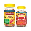 Nature Made Adult & Kids Multivitamin Gummies Combo Pack, Multis med C-vitamin, D3-vitamin, B-vitaminer, zink, Omega 3 Fish Oil & Mere, To Multivitamin Flasker til hele familien