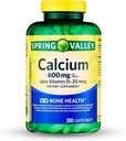 Spring- Valley Calcium Supplement- Calcium 600 mg med vitamin d3 for stærkere ben Health- 250 tabletter