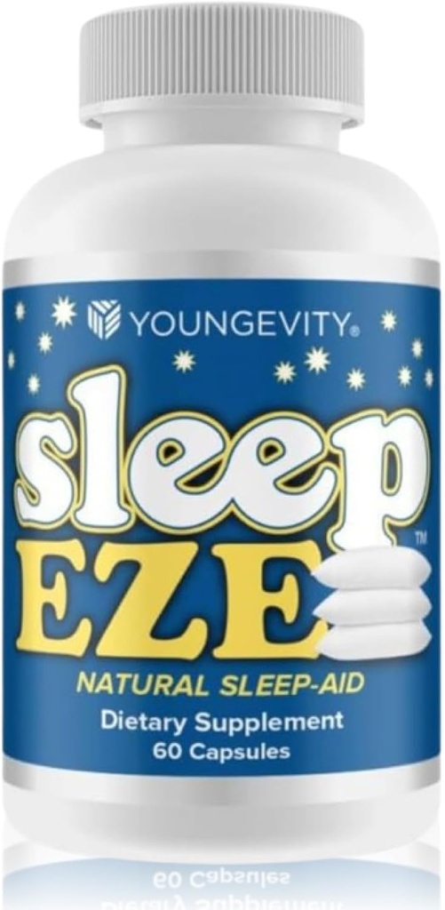 Youngevity Sleep Eze - Natural Sleep Support - Valerian Root, Passion Flower, 5-HTP, Melatonin - Ikke-Habit Forming - Sovestøtte Supplement - (60 kapsler)