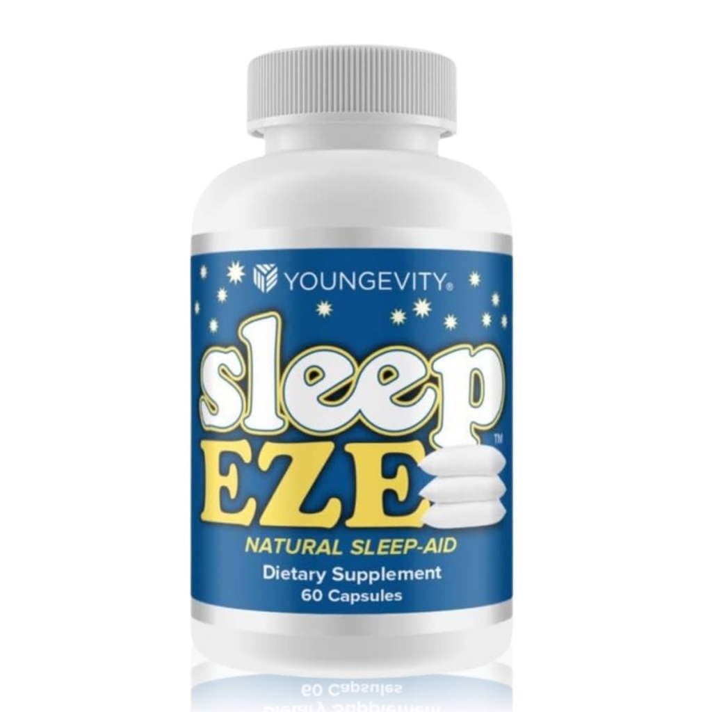 Youngevity Sleep Eze - Natural Sleep Support - Valerian Root, Passion Flower, 5-HTP, Melatonin - Ikke-Habit Forming - Sovestøtte Supplement - (60 kapsler)