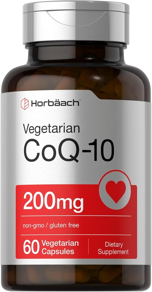 Horbäach CoQ10 200mg 10 mg 12 4; med sort peber ekstrakt 124; 60 Kapsler 124; Vegetar, Non- GMO, Gluten Free Supplement