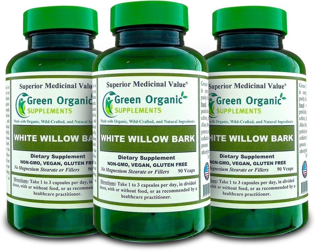 White Willow Bark Kapsler 124; 710mg ttesmå 124; 90 Veg Caps Pain Relief - White Willow Bark Extract 124; Vegan, Non GMO & Gluten Free ttesmå 124; Anti- inflammatorisk • 124; Understøtter fælles funktion (Pack of 3)