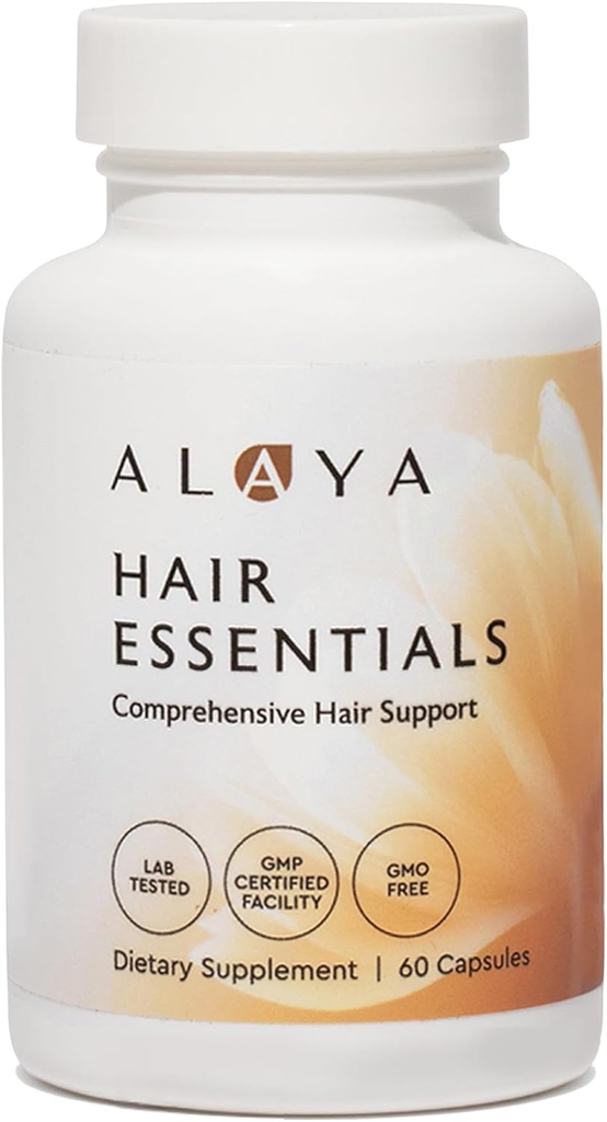 Alaya Hår Essentials - Hår supplement med biotin, Keratin, Folinsyre, Vitamin B12, B6 - Lab testet - Gluten Free - 30 dages forsyning