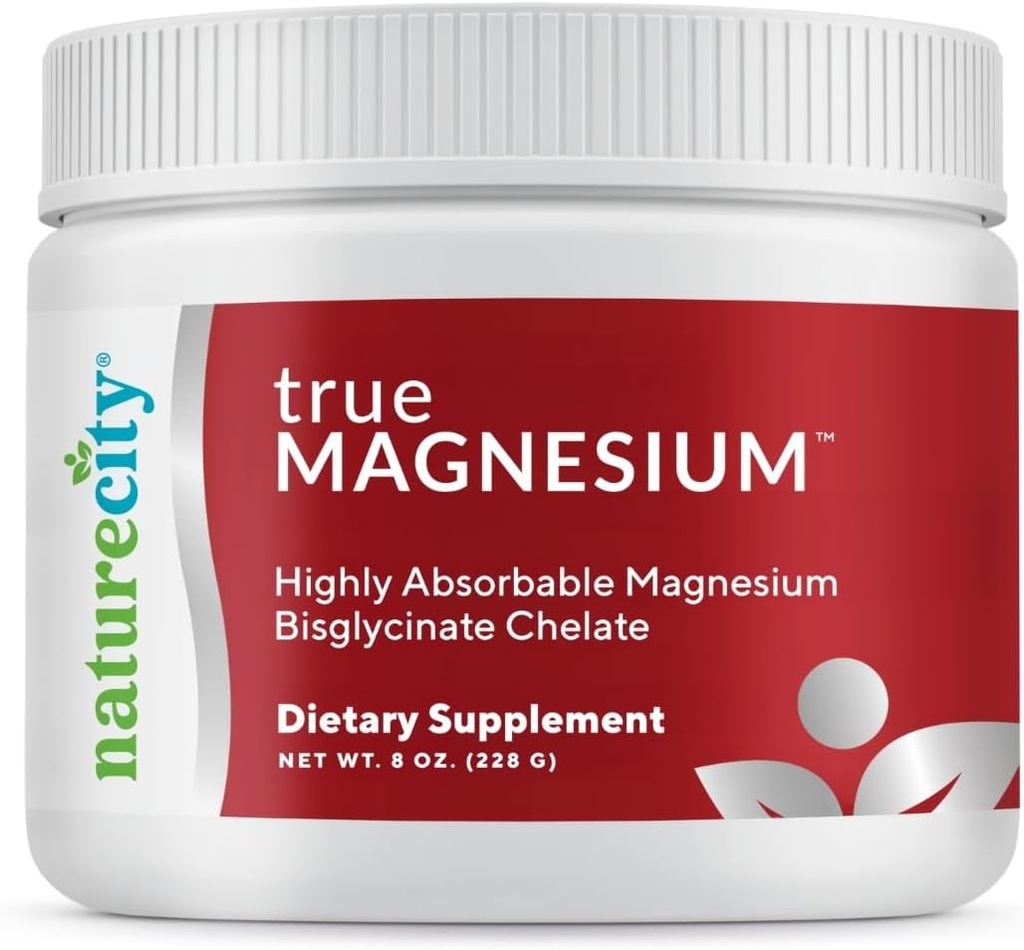 NatureCity TrueMagnesium Highly Absorbable Chelated Magnesium Bisglycinate Powder Drink Mix (60 Servings) - Magnesium Supplement for Sleep and to Support Bone Health & Muscles