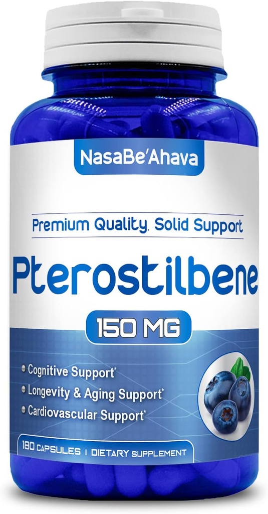 Extra Strength Pterostilbene Supplement Note 124; Vegan Friendly 150mg Pterostilbene Kapsler