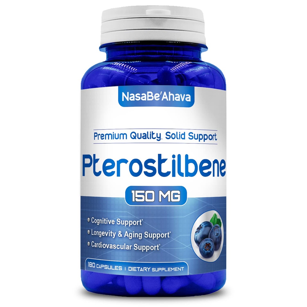 Extra Strength Pterostilbene Supplement Note 124; Vegan Friendly 150mg Pterostilbene Kapsler