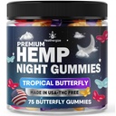 Hamp Gummies Night Time, High Potency Nap Gummies, Fred og Afslapning, Fruity Butterfly Gummy Bear Edibles, Good, Roligt, Roligt Bedtime- Natural Omega Hamp Olie- Made in USA