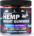 Hamp Gummies Night Time, High Potency Nap Gummies, Fred og Afslapning, Fruity Butterfly Gummy Bear Edibles, Good, Roligt, Roligt Bedtime- Natural Omega Hamp Olie- Made in USA
