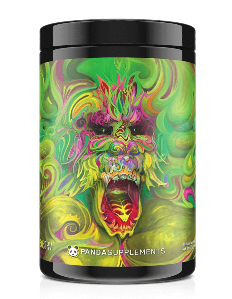 Underground Bio Labs ™ Panda Supps: Rampage, Extreme Pre- workout, High Stim, Maksimum Pump, Focus, og energi, (50 Servere) (Kiwi- Lychee- Pinapple Flavor AKA Goblin Juice)