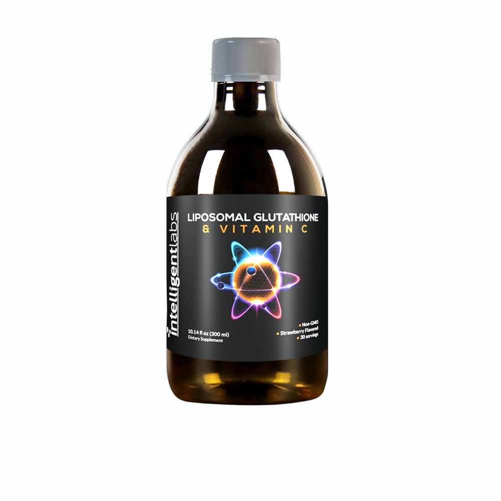 Intelligent Labs Liposomal Glutathione + Vitamin C, Advanced Liquid Antioxidant Formula, 500 mg Reduced L-Glutathione + 1000 mg Vitamin C per Serving, 30 Servings, Soy Free