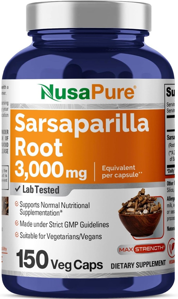 NusaPure Sarsaparilla Root 20: 1 Extract, 150 mg Ækvivalent med 3 000 mg