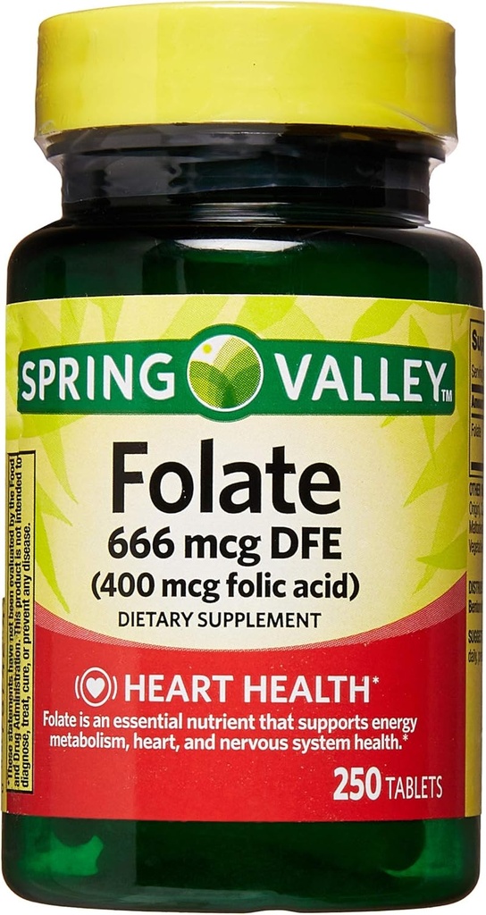 Spring Valley - folinsyre 400 mcg, 250 tabletter