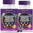 Resveratrol Berberine Grape Seed Extract Quercetin - Polyphenol tillæg med Noni Extract, N-Acetyl Cysteine, Acai Extract - Lavet i USA - 120 kapsler