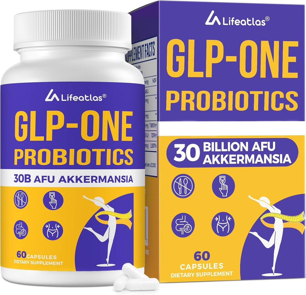 Lifeatlas GLP ONE Supplement Probiotisk Name 124; GLP ONE med 30 milliarder AFU Akkermansia Probiotisk, GLP ONE Probiotika til kvinder og mænd, Daglig GLP ONE Supplement, 1 pakke