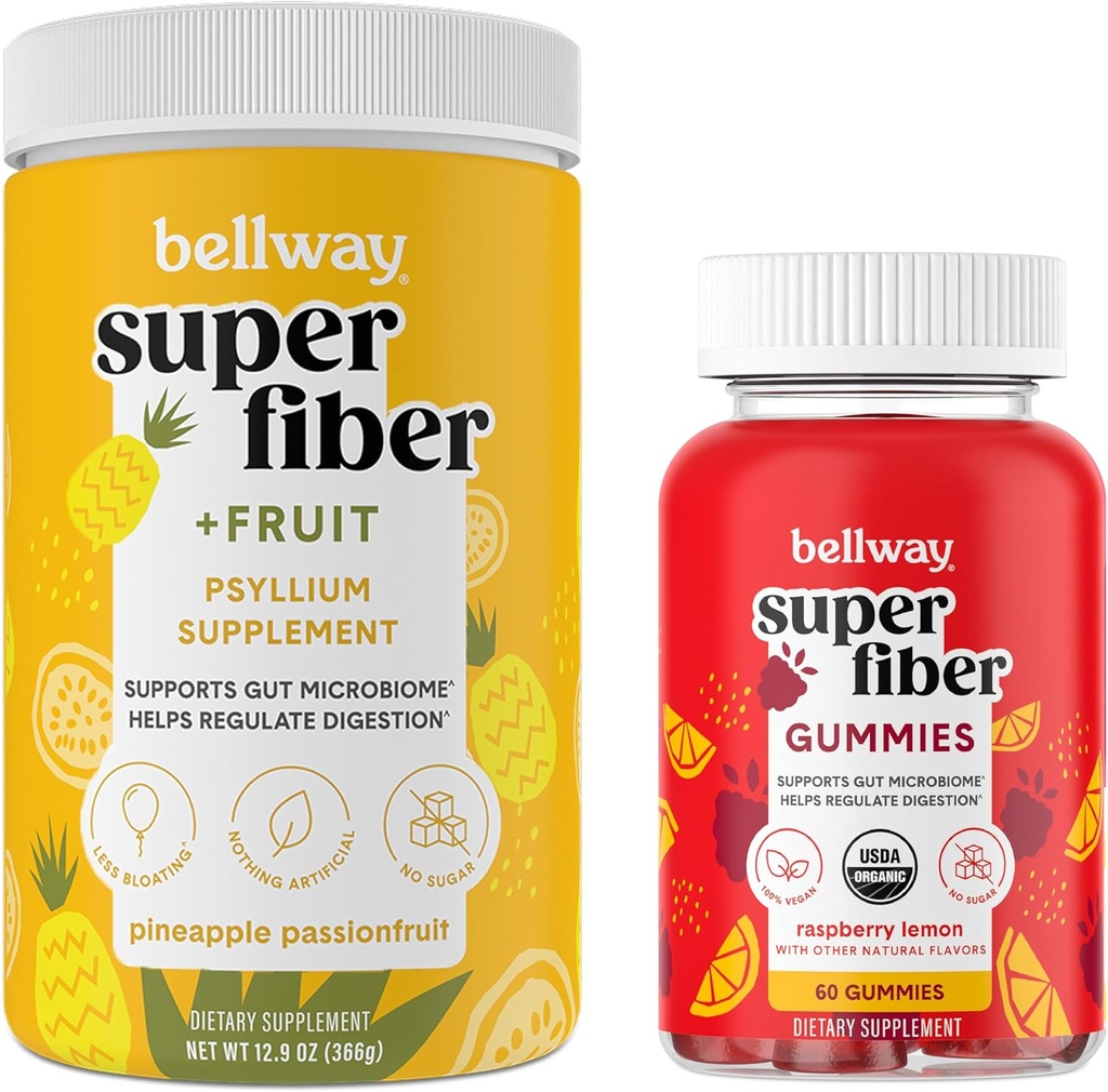 Bellway Super Fiber Powder + Frugt, Ananas Passionsfrugt Super Fiber Gummies Bundle