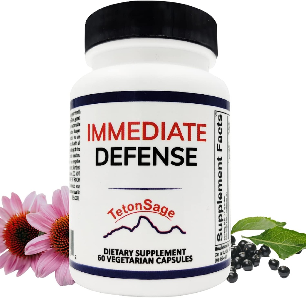 Øjeblikkelig Defense Immunitet Support - Zink, Black Elderberry, Echinacea, Vitamin A & C med B12, Note 124; Kraftfuld Immunitet Booster for voksne