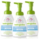 Babyganics Alkohol- Free Skummetræning Hand Sanitizer, Pumpeflaske, Duft fri, 8.45 oz, 3 Pack