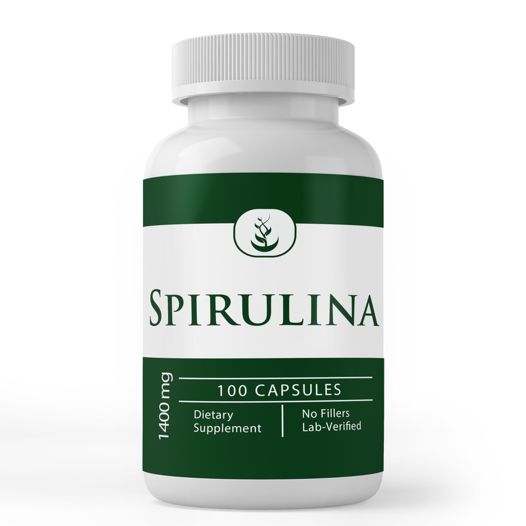 PURE ORIGINALSKE INGREDIENSER Spirulina (100 kapsler) Rig i Phycocyanin, Pure