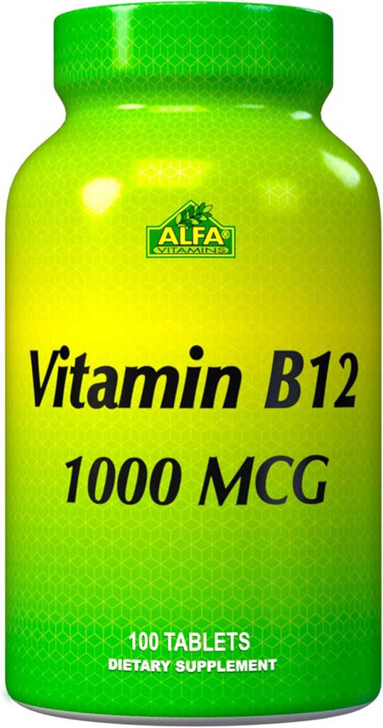 ALFA VITAMINS Vitamin B12 1000 Mcg 100 tabletter. Immunsystemet. Nerve og hjerne sundhed. Metabolisme