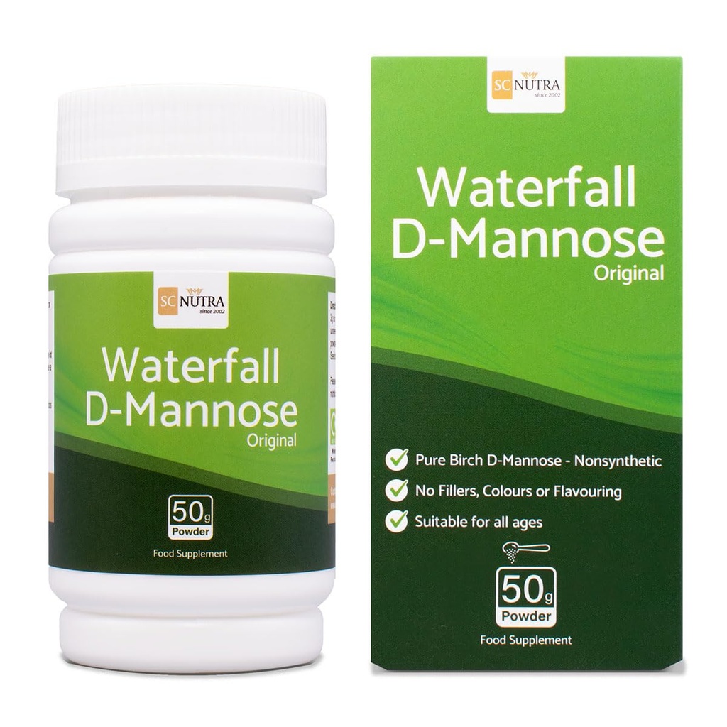 Vandfald D- Mannose Powder - 100% Pure D- Mannose Powder naturligt Sourced from Birch - Ikke en Blend - Gratis fra Bulking Agent, Fillers & Cranberry - 50g / 1.76oz